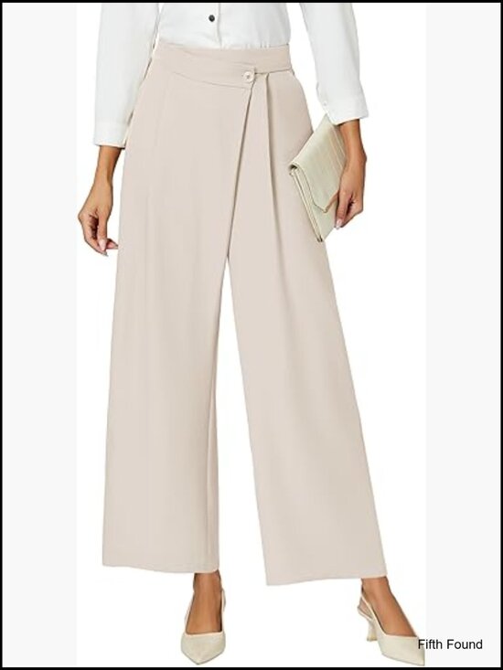 Pants - Wide Leg Dress Pants High Waisted Work Trouser with Pockets